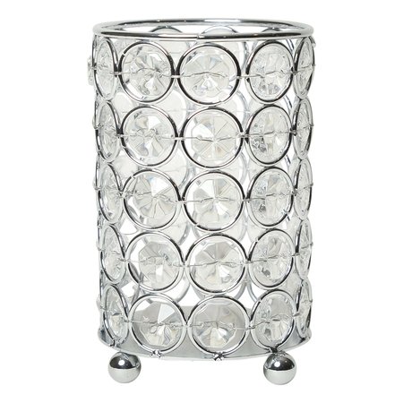 ELEGANT DESIGNS Elipse Crystal and Chrome 5 Inch Candle Holder HG1001-CHR